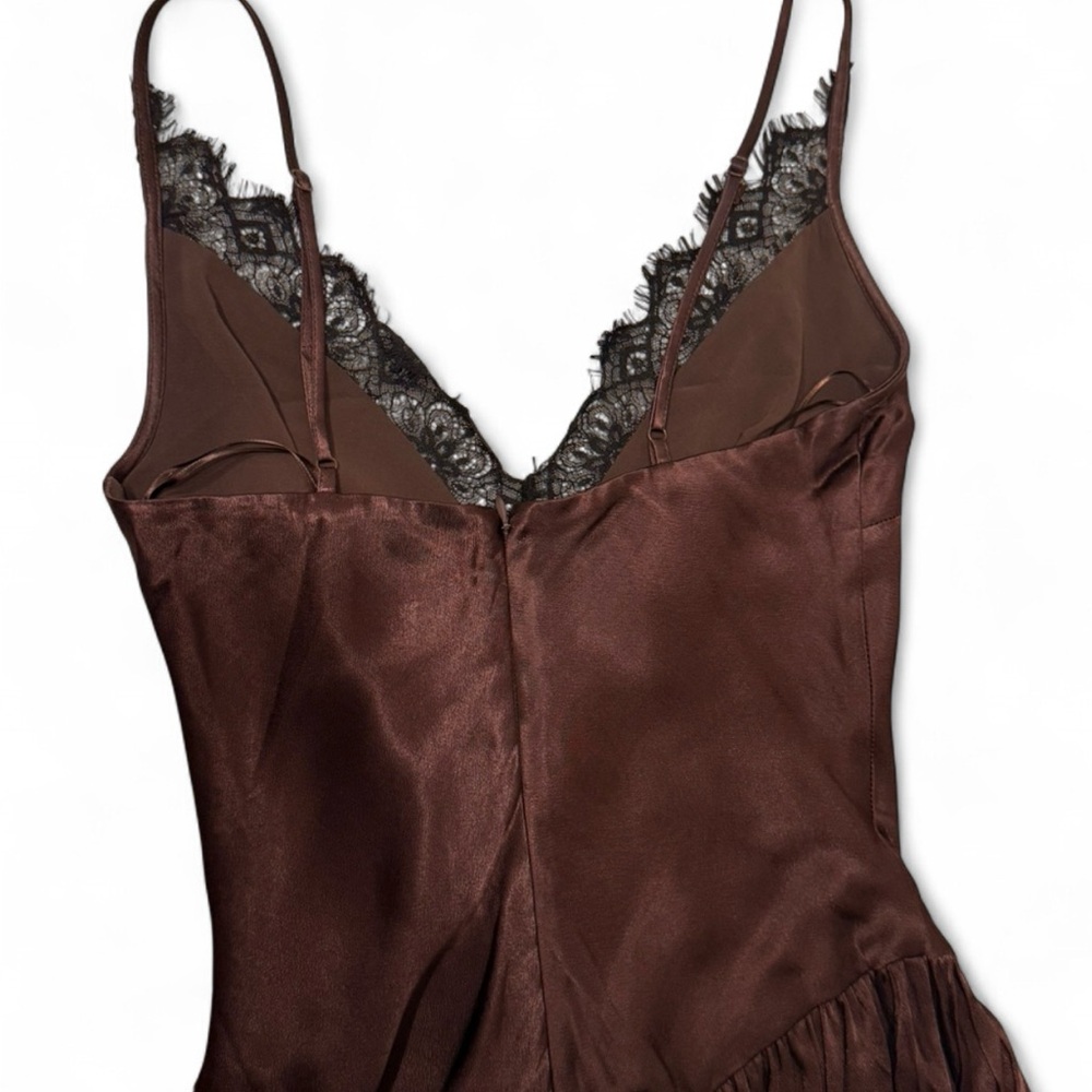 Revolve - Aderia Lace Detail Maxi Dress in Dark Choco - Picture 8 of 9